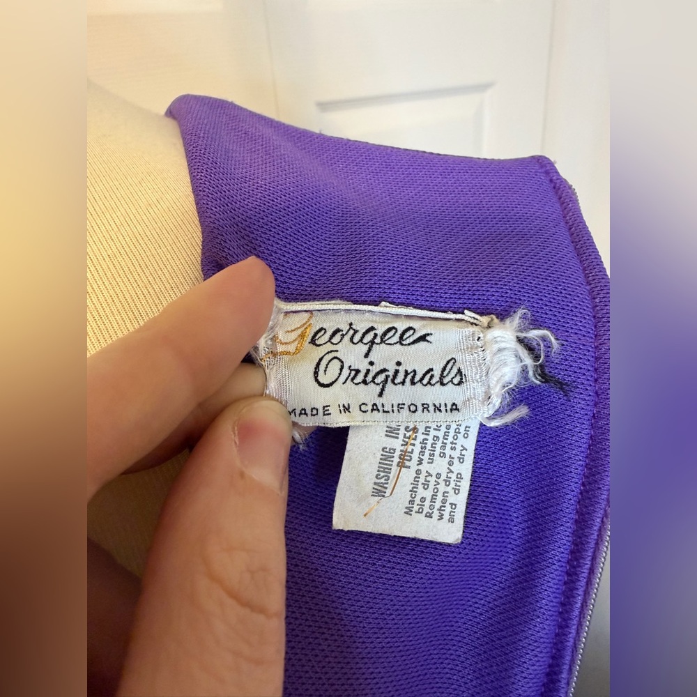 70’s Long Sleeve Poly Purple Dress - Picture 7 of 8